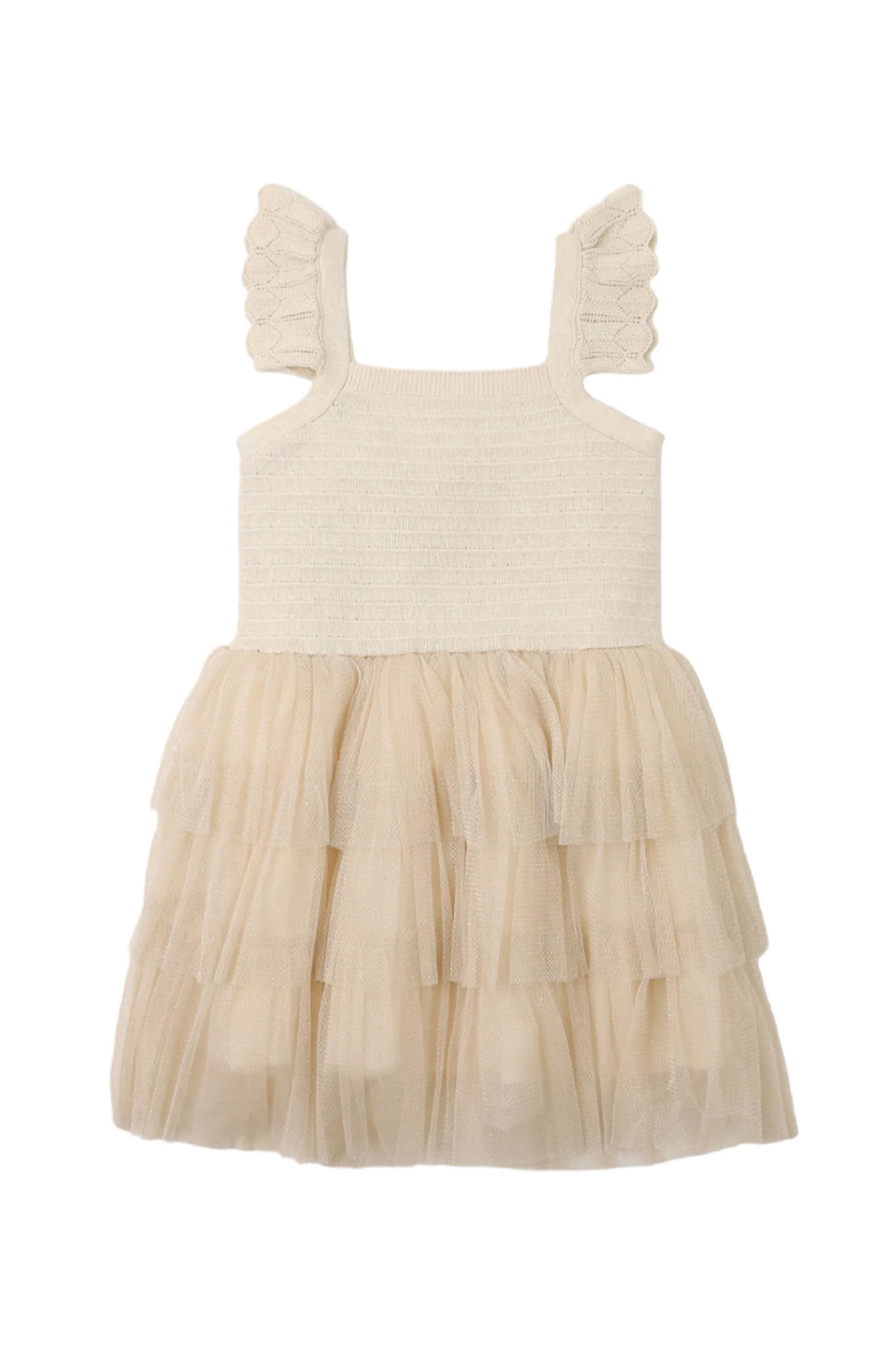 Gingersnaps Ruffle Sleeve Knit Dress with Tier Tulle Skirt - Image 47
