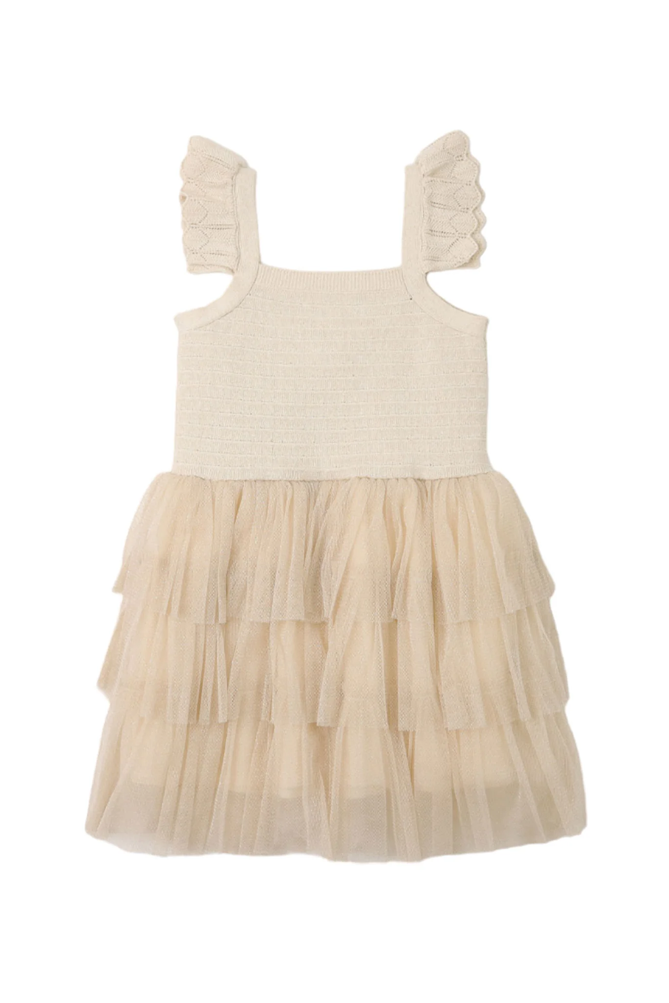 Gingersnaps Ruffle Sleeve Knit Dress with Tier Tulle Skirt - Image 48